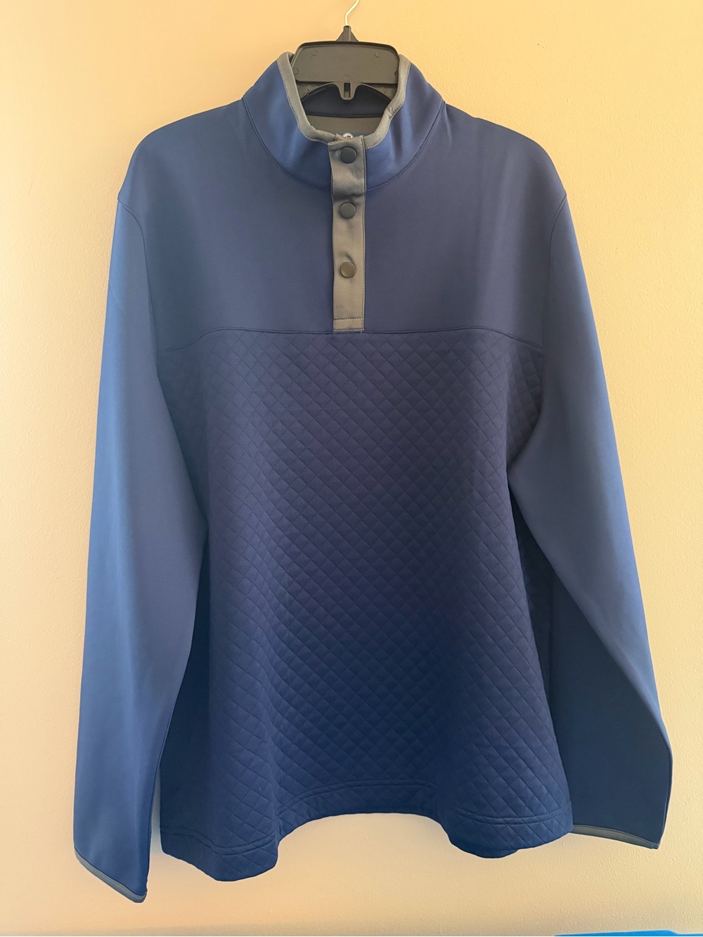 Southern Proper Navy Quilted Zip-Up Pullover with Gray Trim